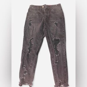 NEW Fashion Nova Charcoal Distressed Skinny Jeans